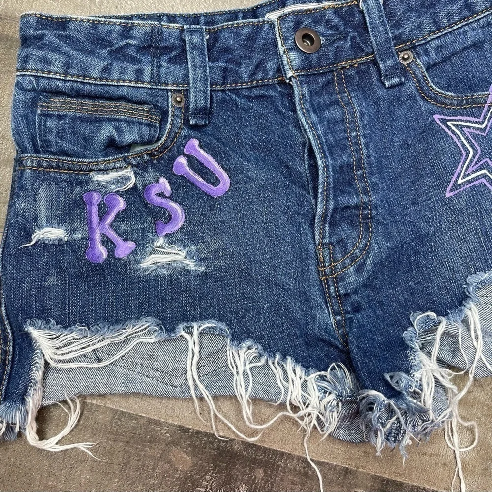 Free People KSU Themed Denim Shorts size 25